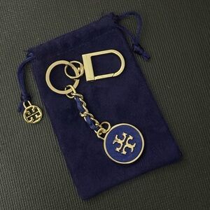 Tory Burch Mercer Leather Inlay Key Chain Fob